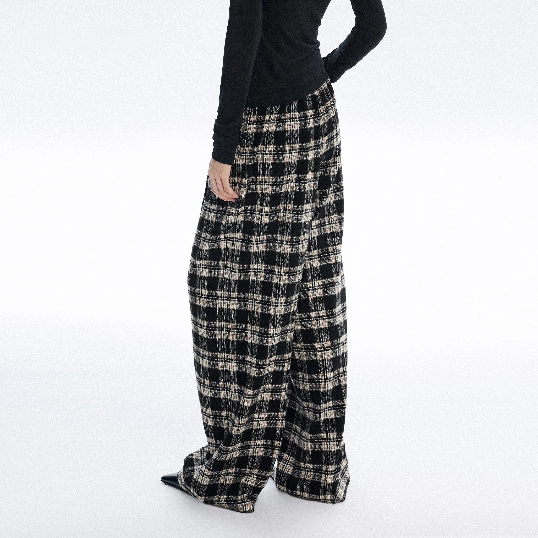Vintage Plaid Wide-Leg Pants_BDHL8181