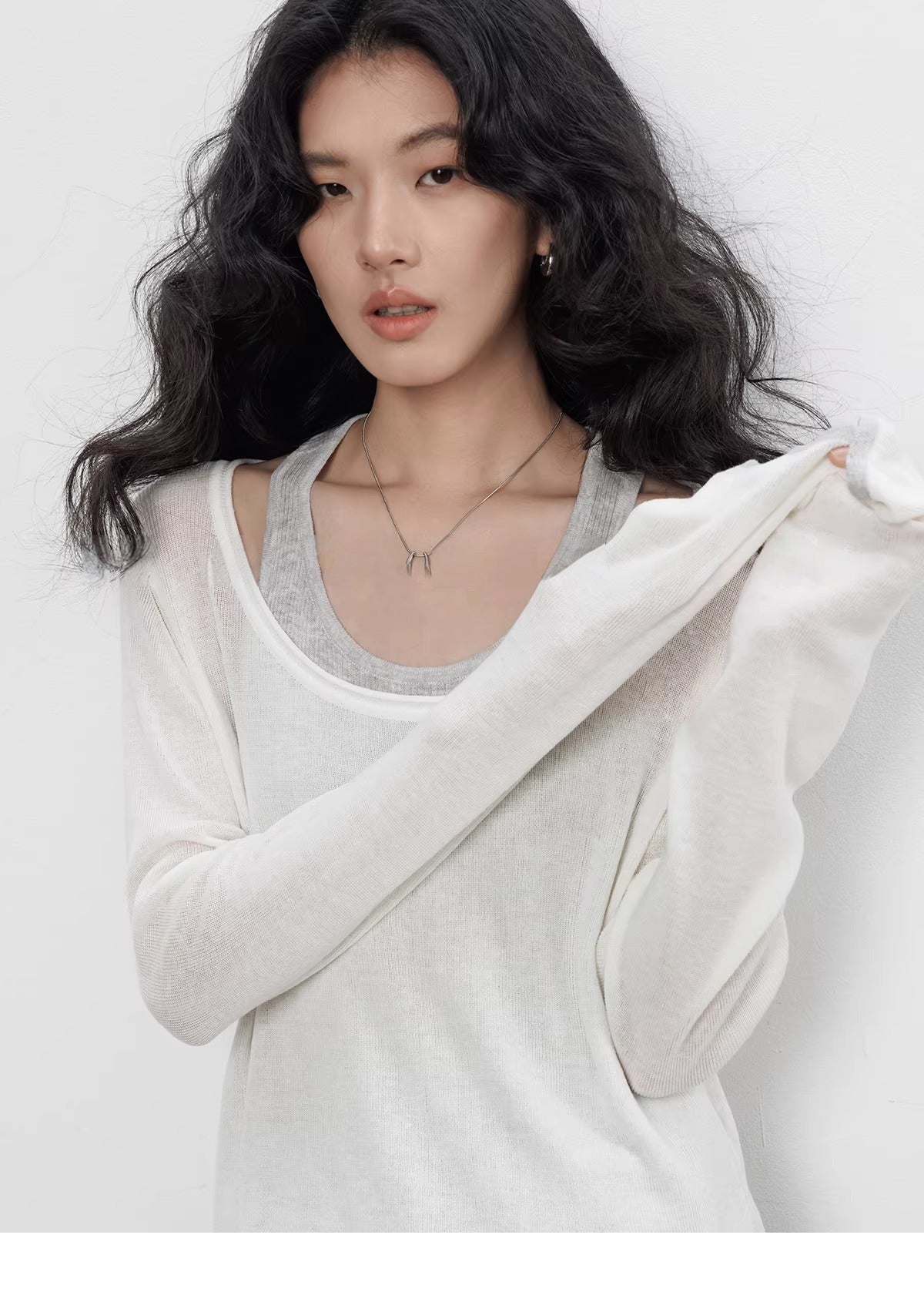 Spring Tencel Linen Knitted Sweater Vest_BDHL8203