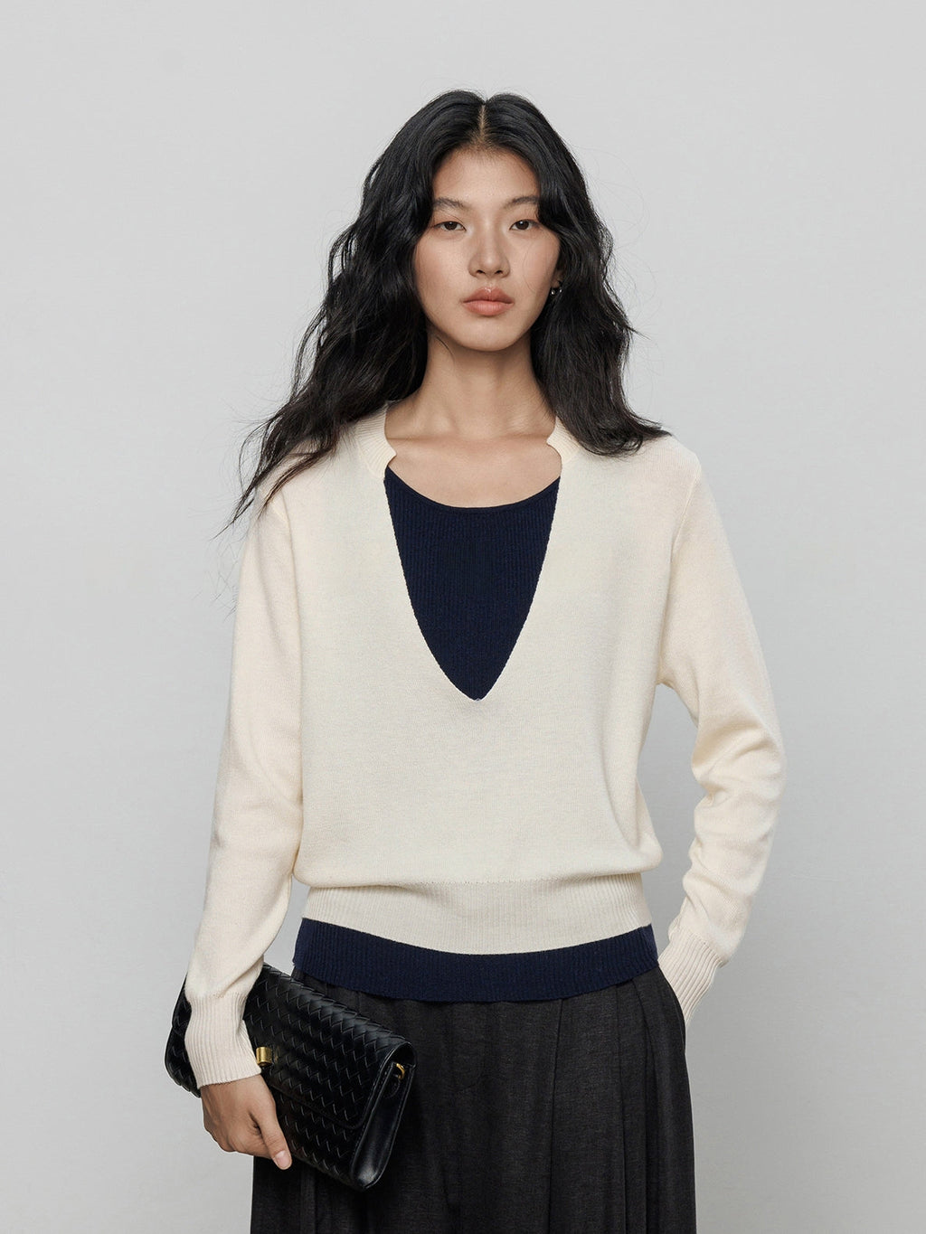 V-Neck Two-Piece Style Tops_BDHL7700