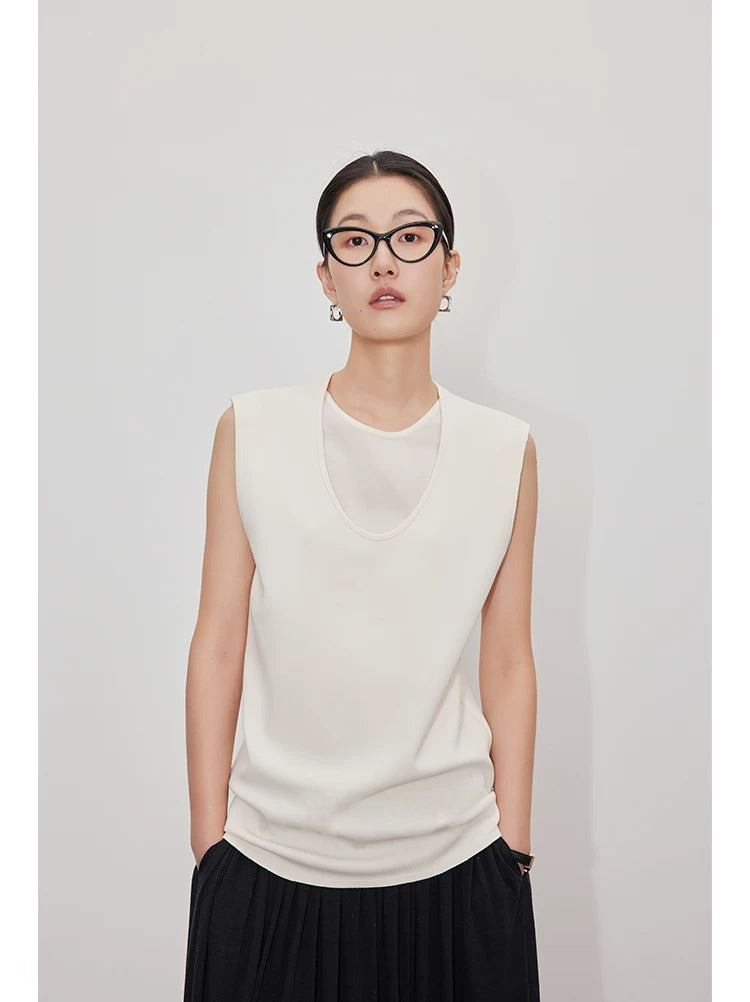 在庫限り早い者勝ち【即納】Layering style U-neck sleeveless_LCHK353