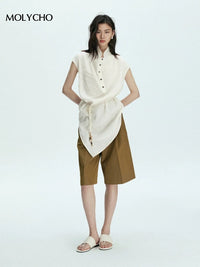 Lace-Up Asymmetrical Tops_BDHL7430