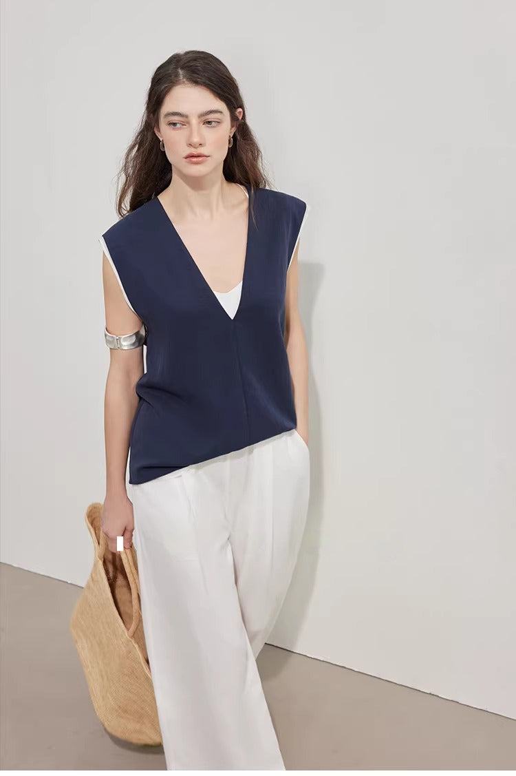 Tencel Lace-Trim Vest & Slit Skirt Set_BDHL8224