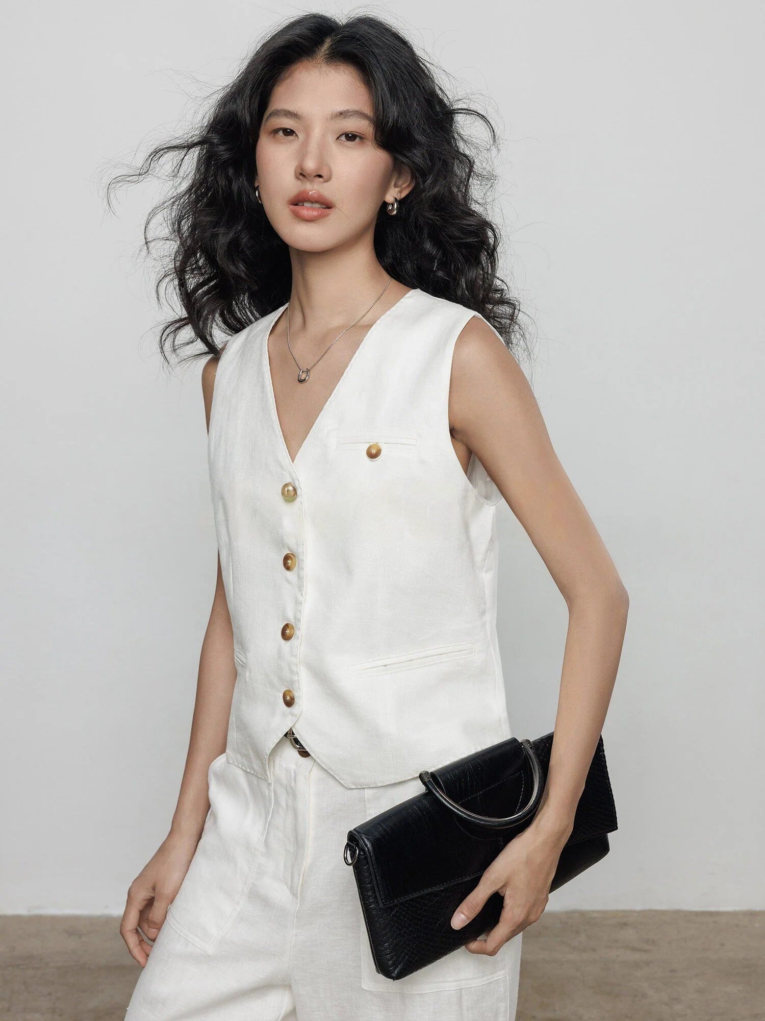 Summer Sleeveless Linen 2-Piece Vest & Pants_BDHL8201