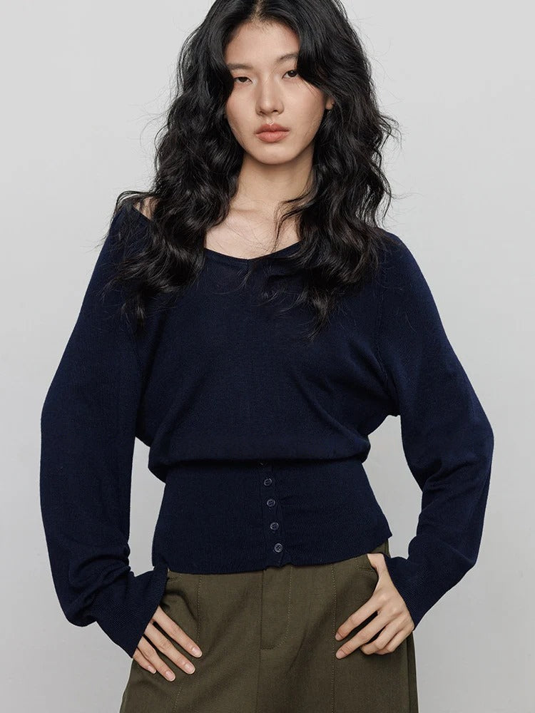 Peach Heart Neck Knit Tops_BDHL8169