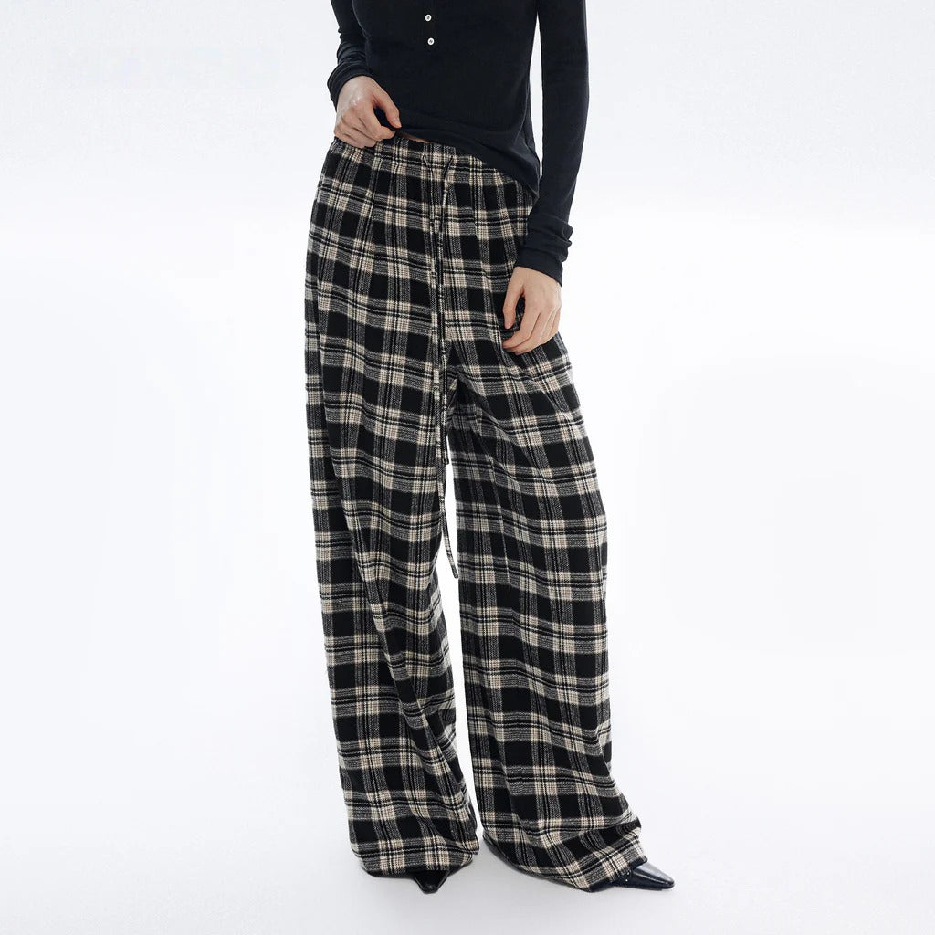 Vintage Plaid Wide-Leg Pants_BDHL8181