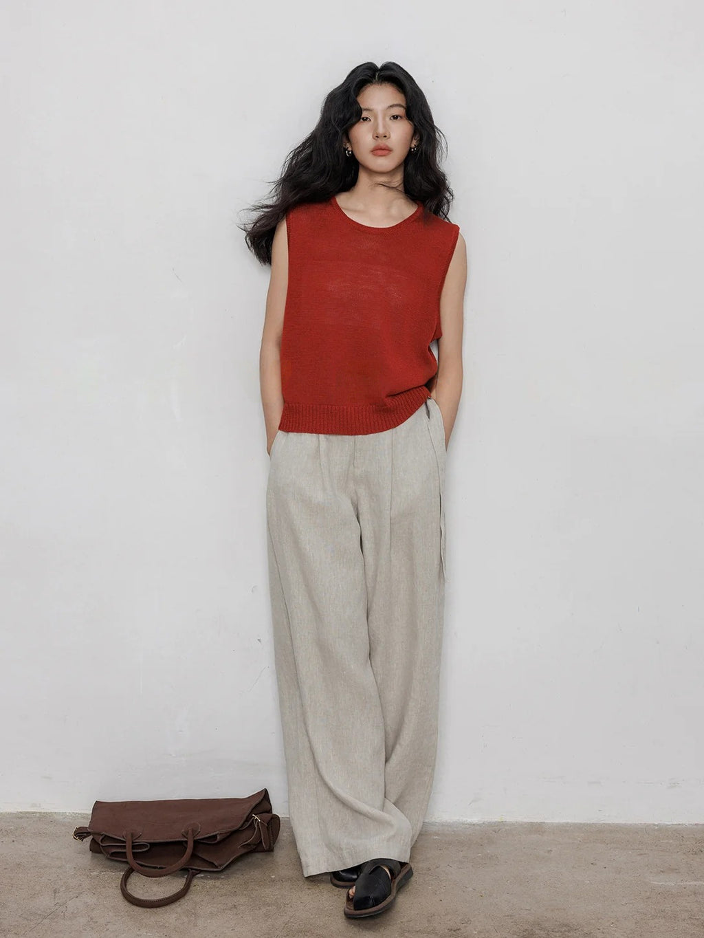 Round Neck Sleeveless Tops_BDHL7233