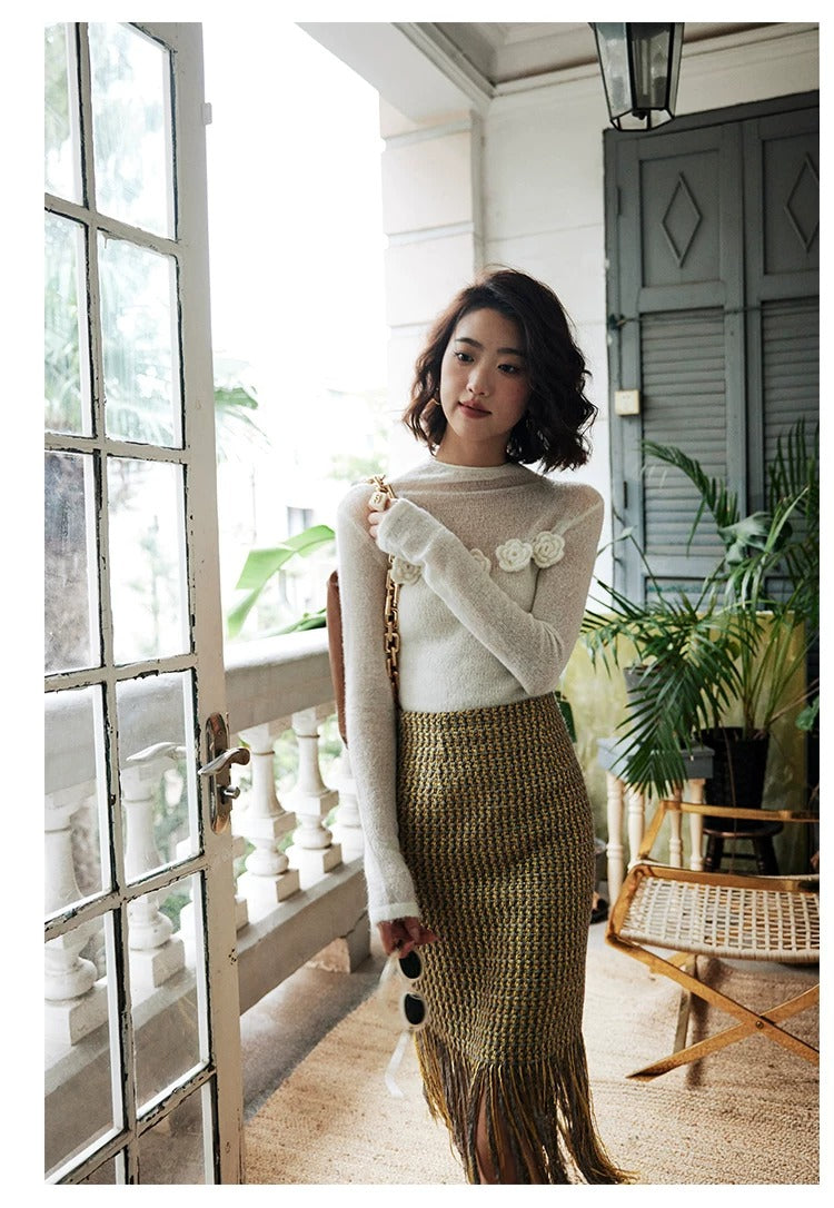在庫限り早い者勝ち【即納】Knitted sweater bottoming top_LCHK/BDHL5233