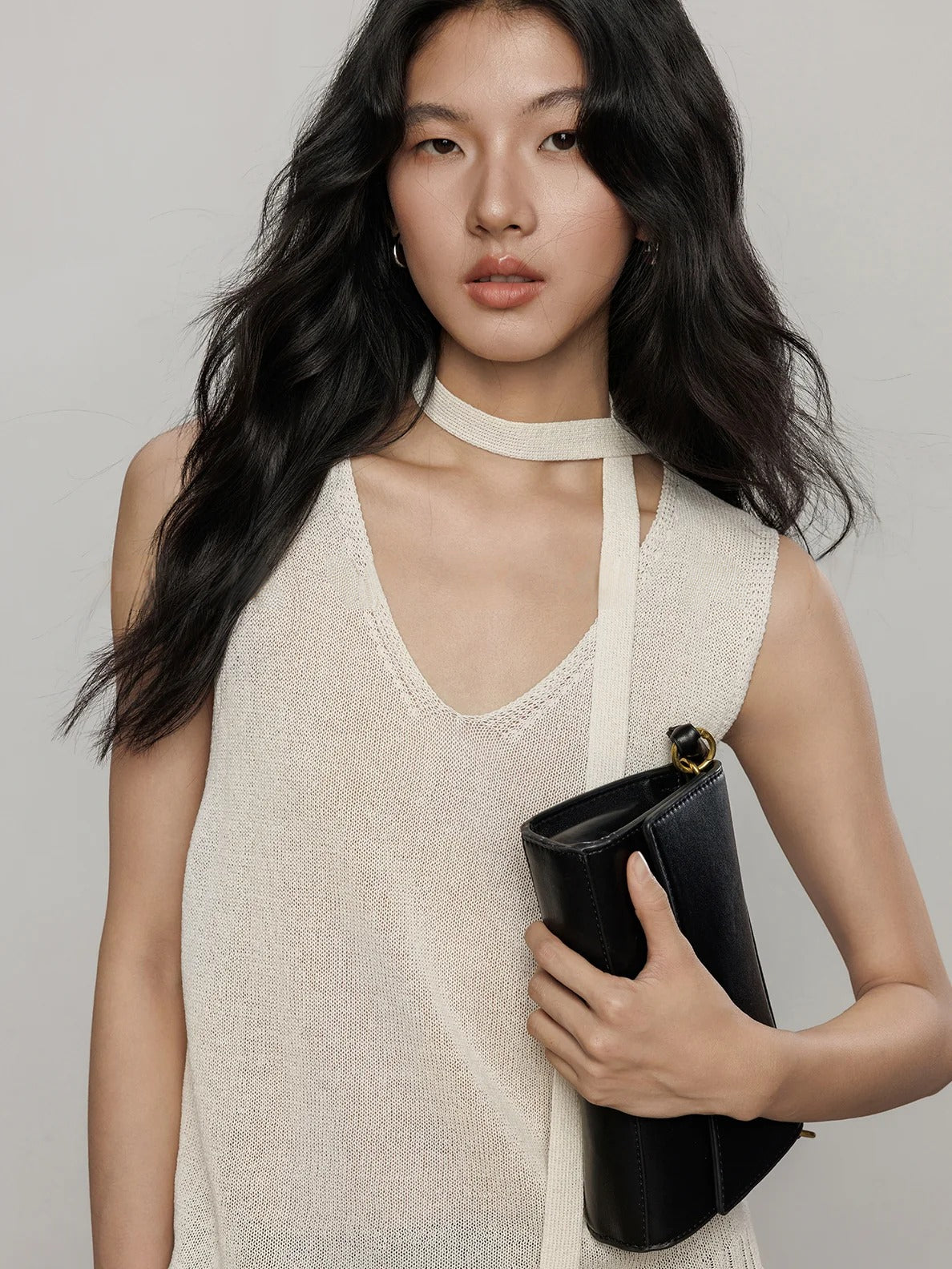 V-Neck Tie-Strap Knitted Vest_BDHL7477
