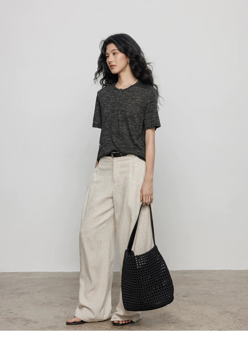 Henley Neck Linen Blend Tee_BDHL8361