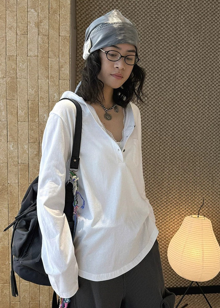 亨利領小口袋寬鬆長袖上衣_BDHL8265