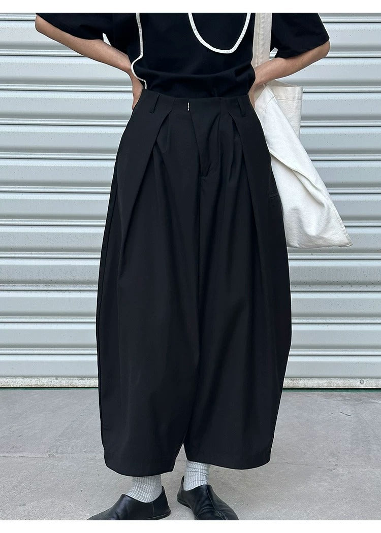 High Waist Balloon Wide Leg Drape Pants_BDHL8263