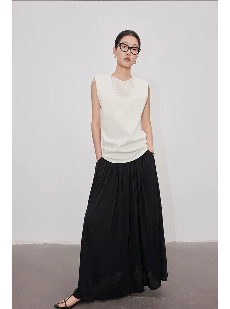 在庫限り早い者勝ち【即納】Layering style U-neck sleeveless_LCHK353