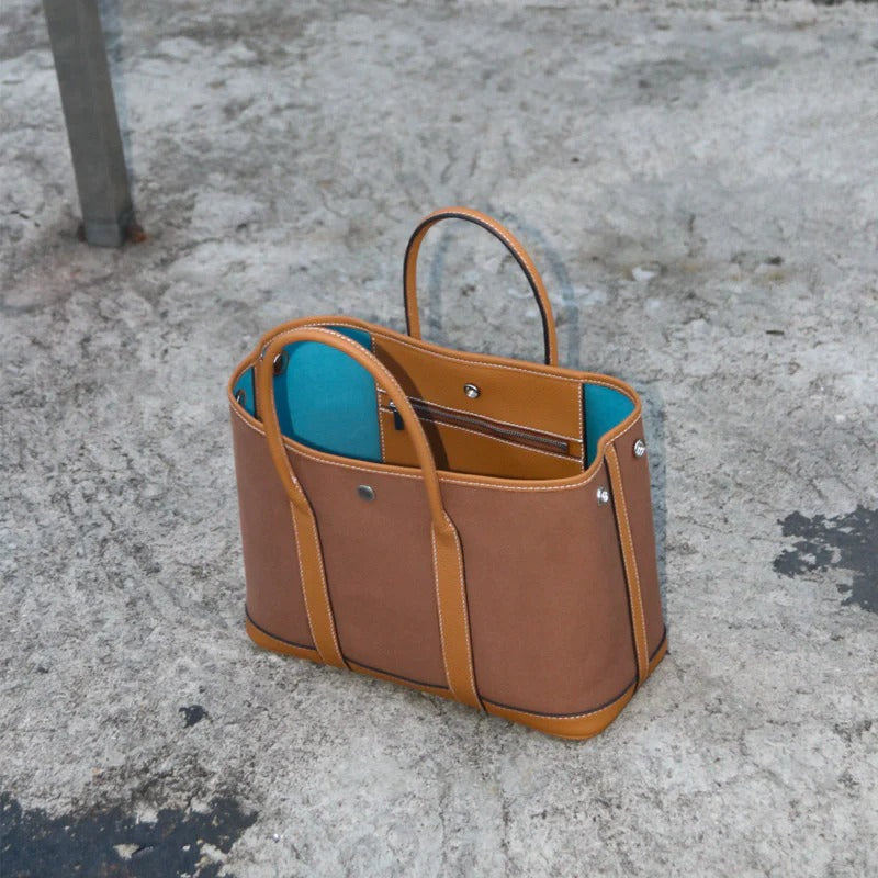 Water-repellent Canvas Contrasting Garden Tote Bag_BDHL8199