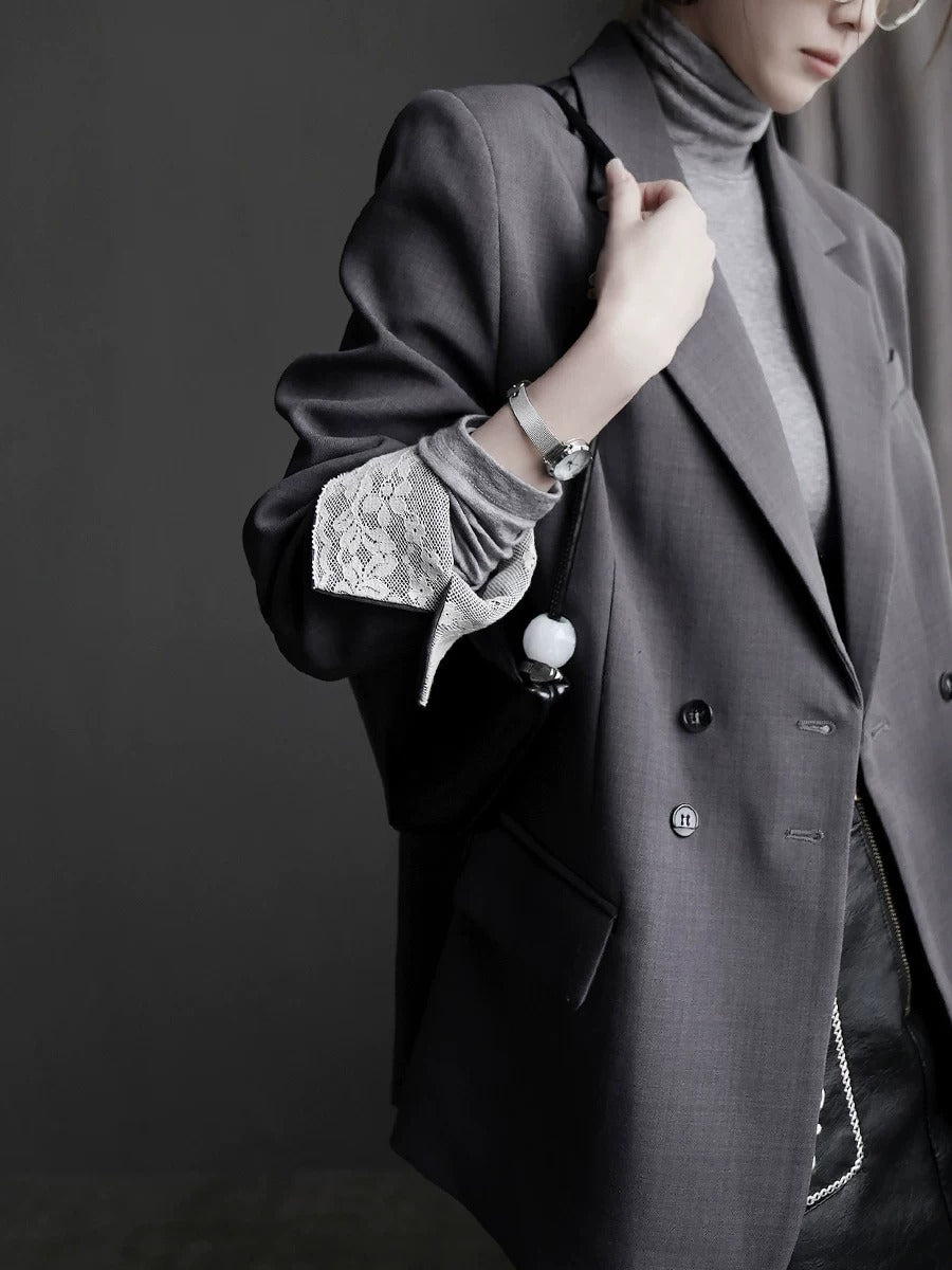 Lace Patchwork Tailored Blazer_BDHL8256