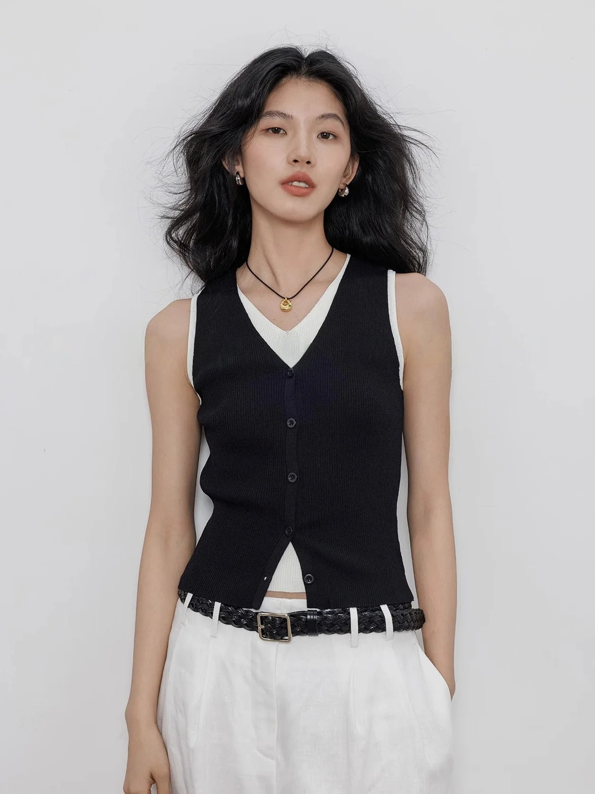 Two-Piece Style Knitted Vest_BDHL7356