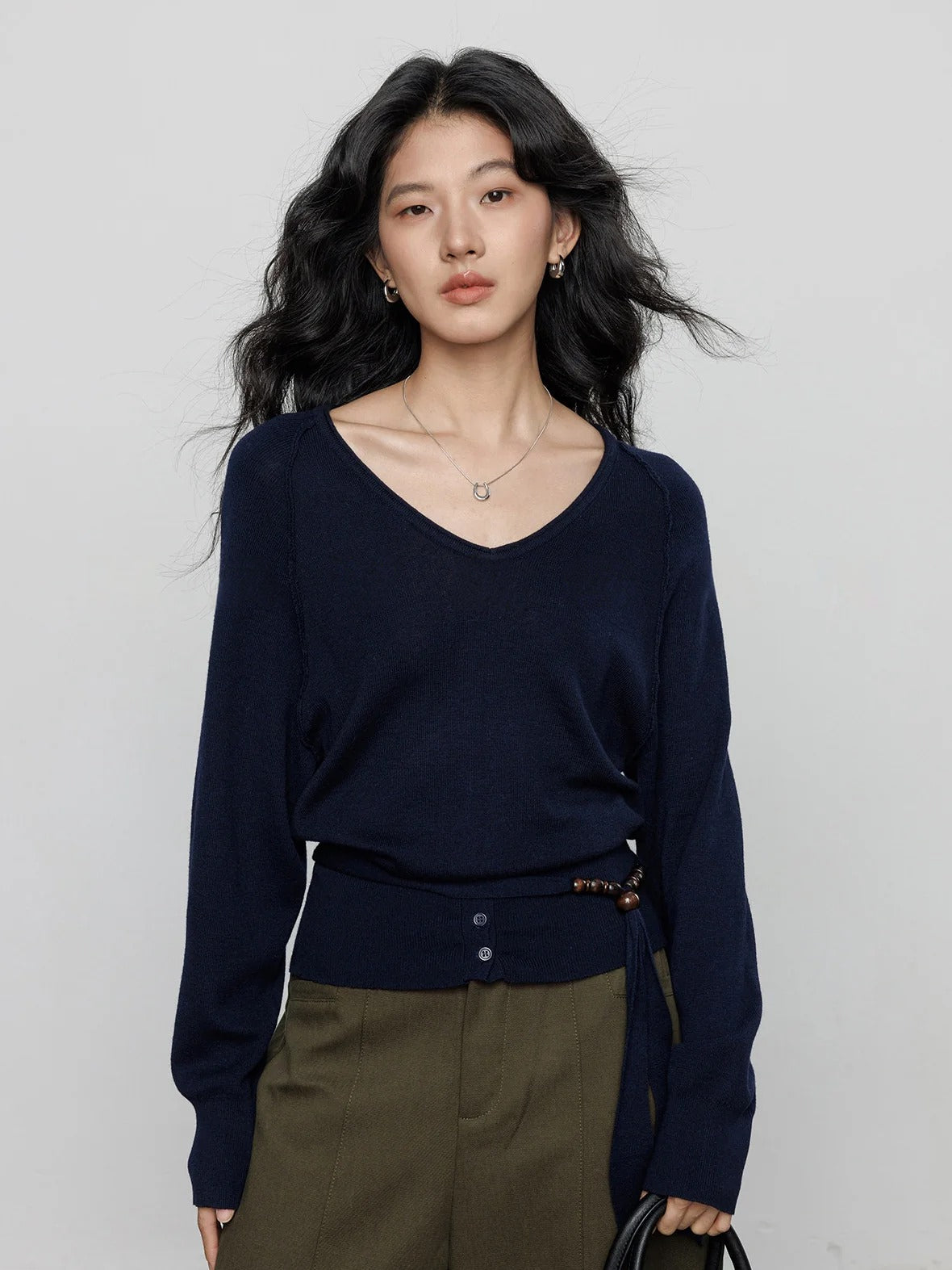 Peach Heart Neck Knit Tops_BDHL8169