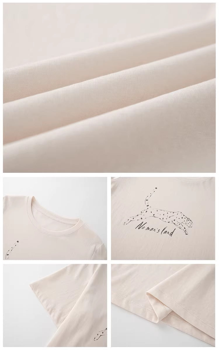 Leopard Print Short Sleeve T-Shirt_BDHL8248