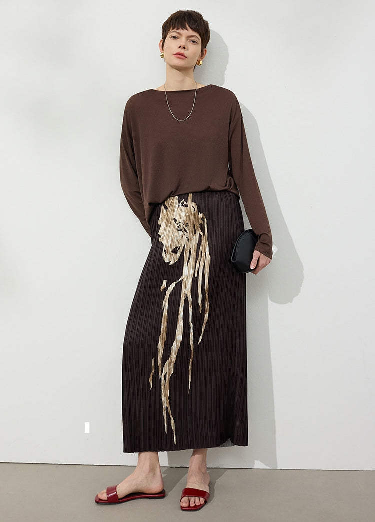 Retro Pleated Long Skirt_BDHL8142