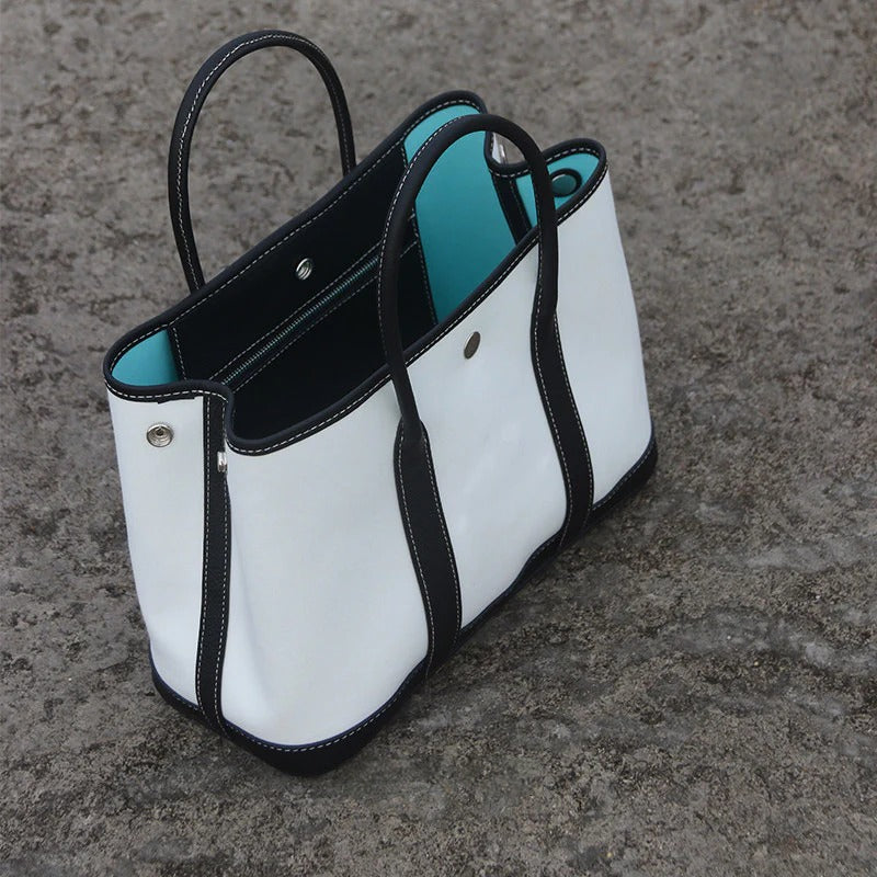 Water-repellent Canvas Contrasting Garden Tote Bag_BDHL8199