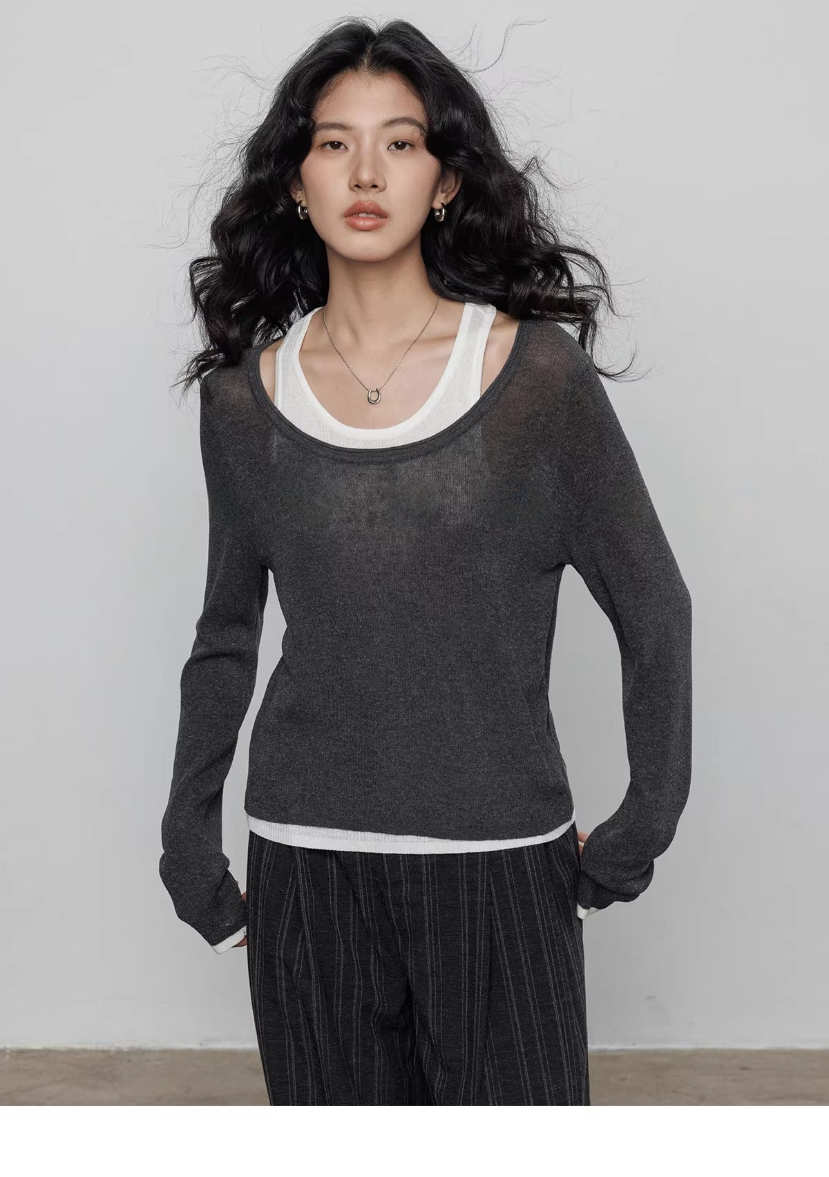 Spring Tencel Linen Knitted Sweater Vest_BDHL8203