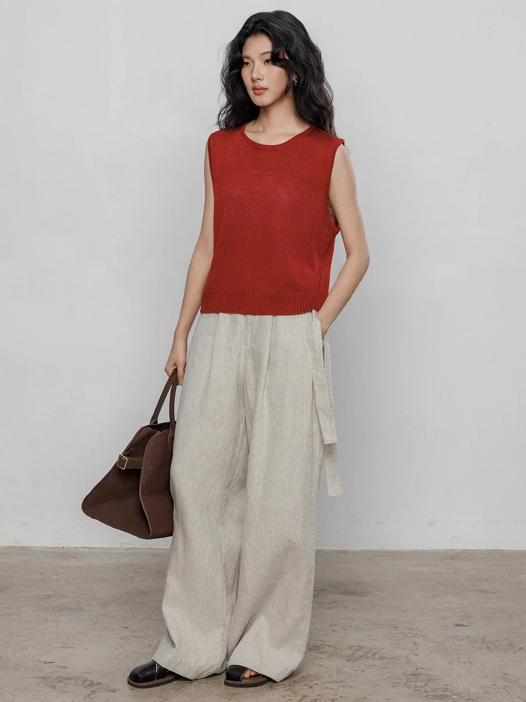 Round Neck Sleeveless Tops_BDHL7233