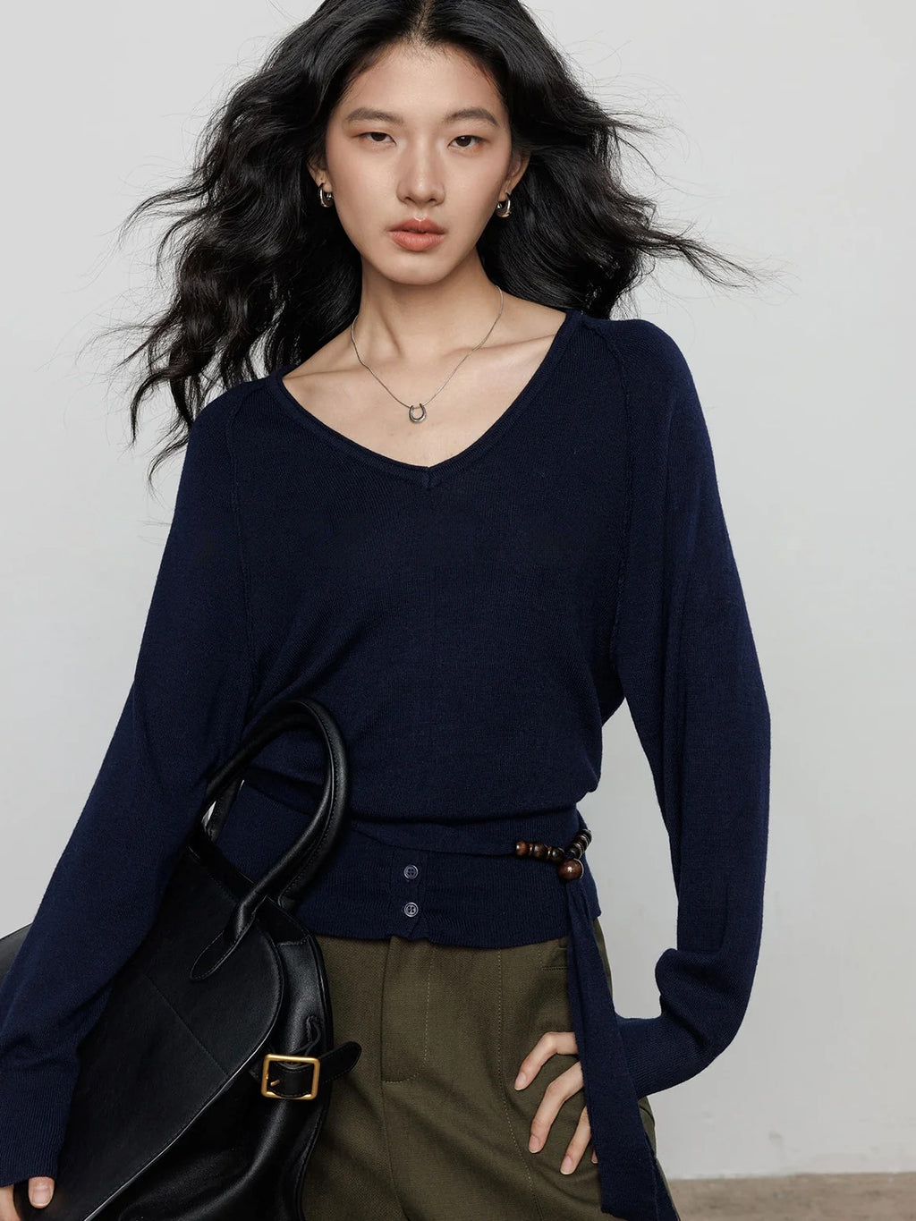 Peach Heart Neck Knit Tops_BDHL8169