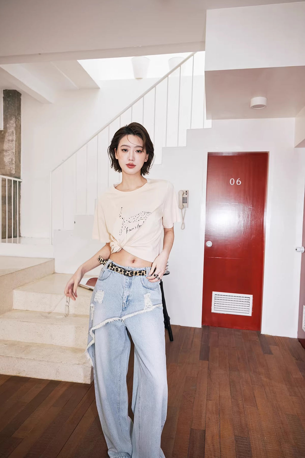 Leopard Print Short Sleeve T-Shirt_BDHL8248