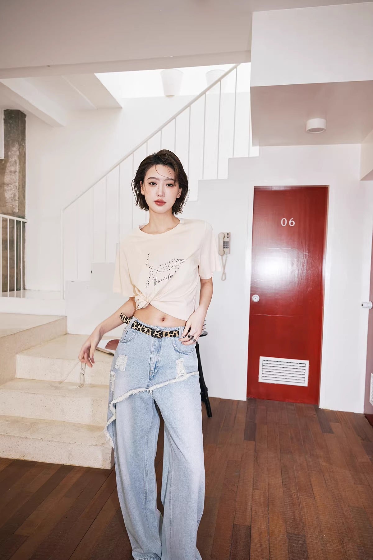 Leopard Print Short Sleeve T-Shirt_BDHL8248