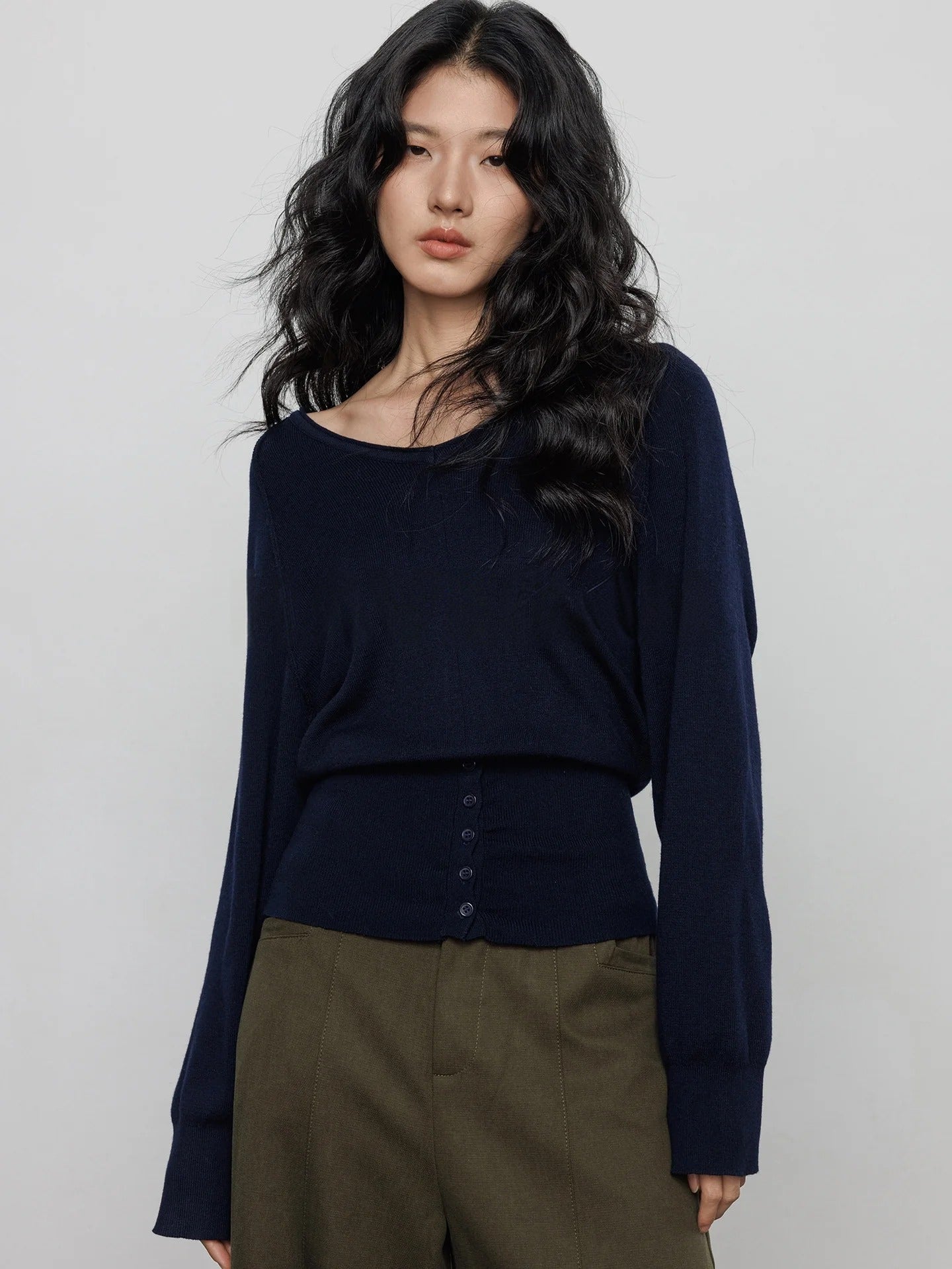 Peach Heart Neck Knit Tops_BDHL8169