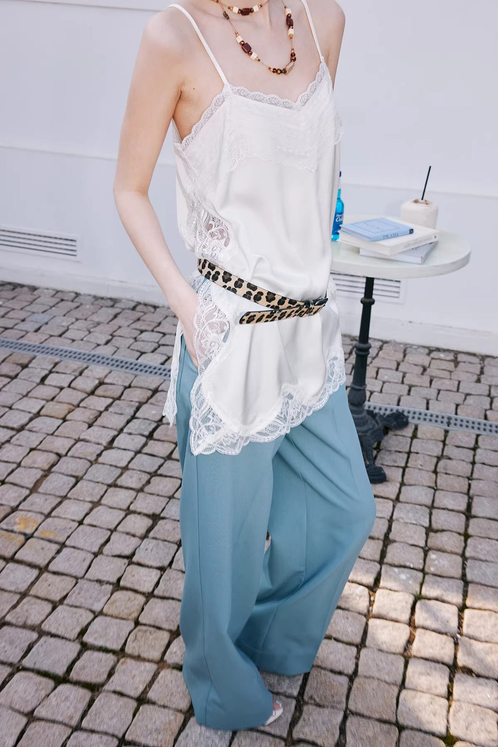 Lace-Stitch Layered Camisole Top_BDHL8245