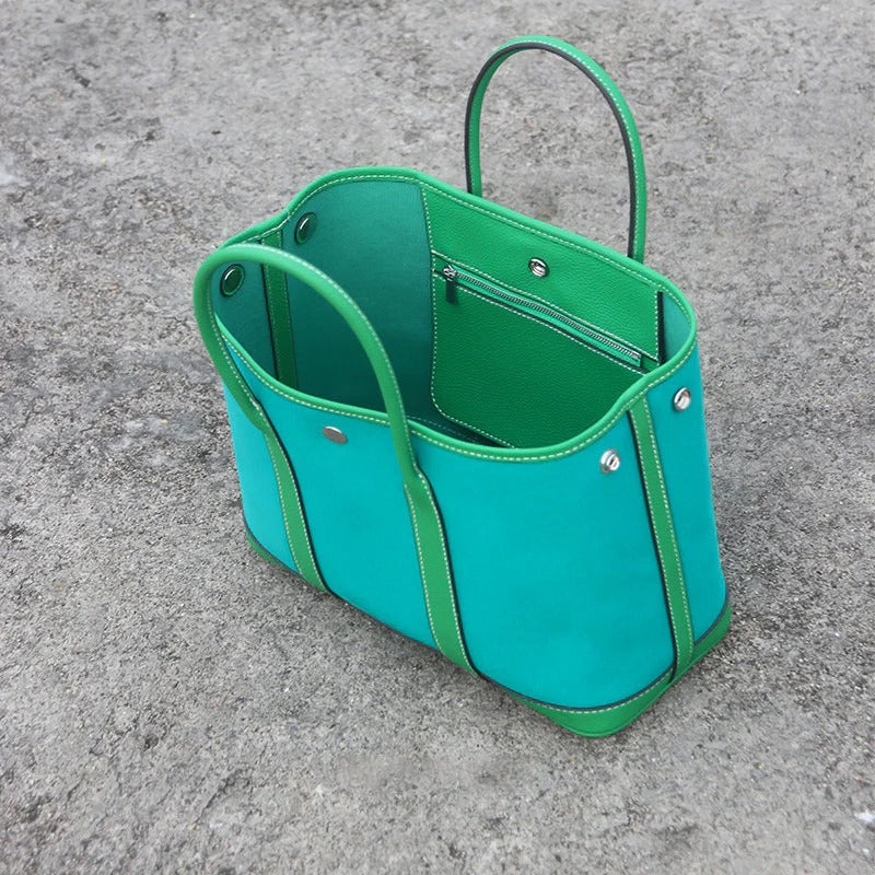 Water-repellent Canvas Contrasting Garden Tote Bag_BDHL8199