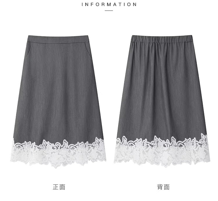 蕾絲邊中長裙_BDHL8239