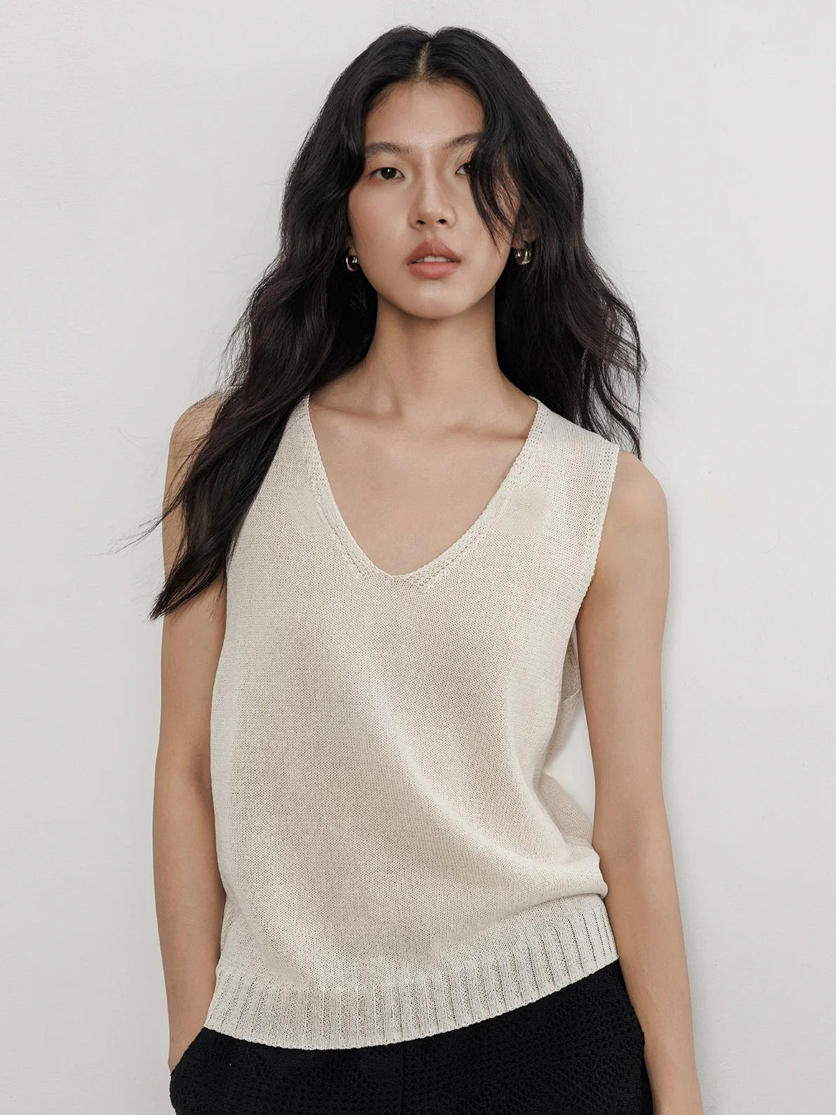 V-Neck Tie-Strap Knitted Vest_BDHL7477