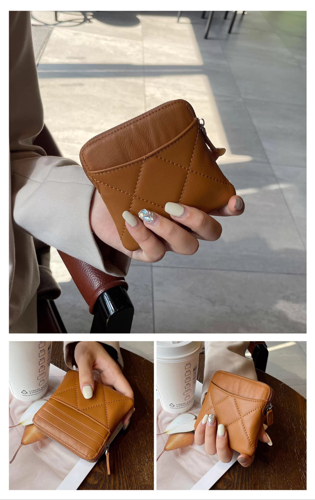 Elegant Quilted Mini Card Holder Wallet_BDHL8196