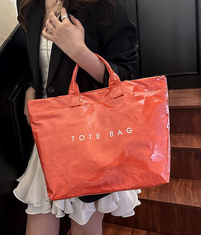 Retro Waterproof Patent Tote Bag_BDHL8200