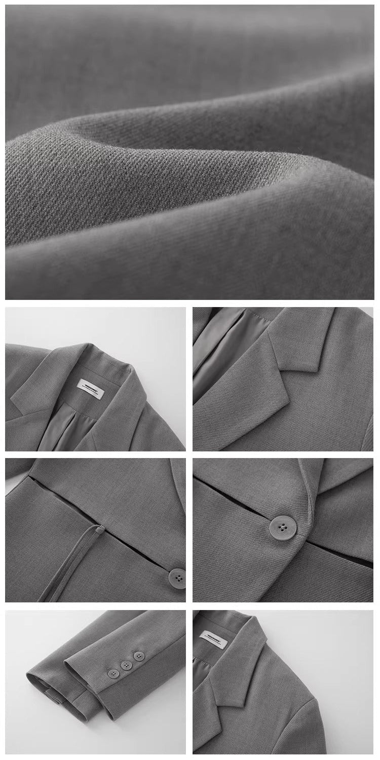 Drawstring Detail Oversized Blazer_BDHL8242