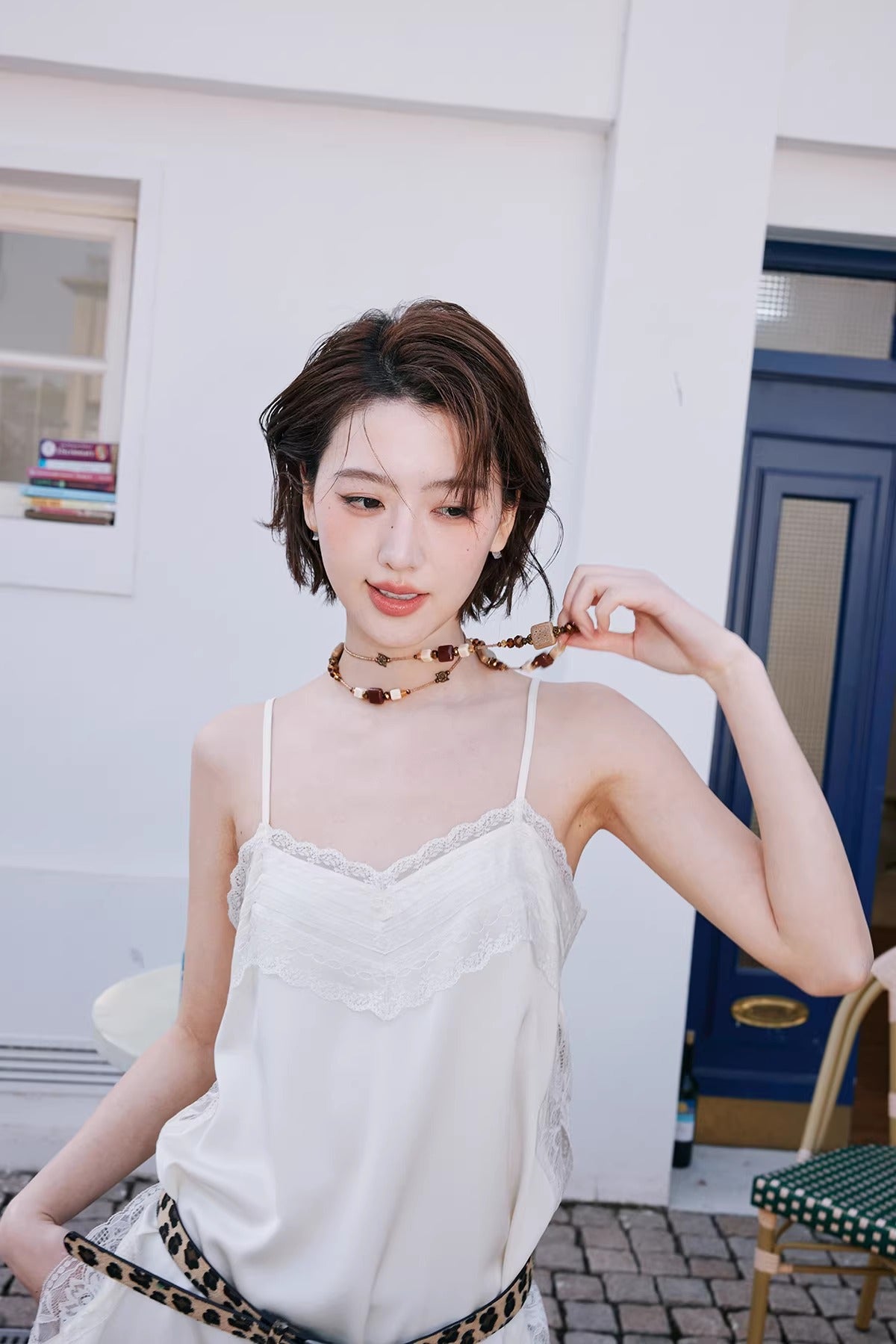 Lace-Stitch Layered Camisole Top_BDHL8245