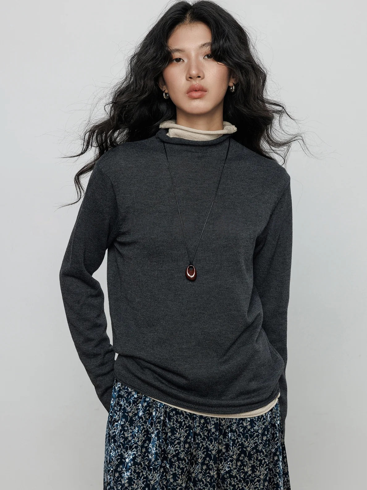 高領寬鬆上衣_BDHL7899