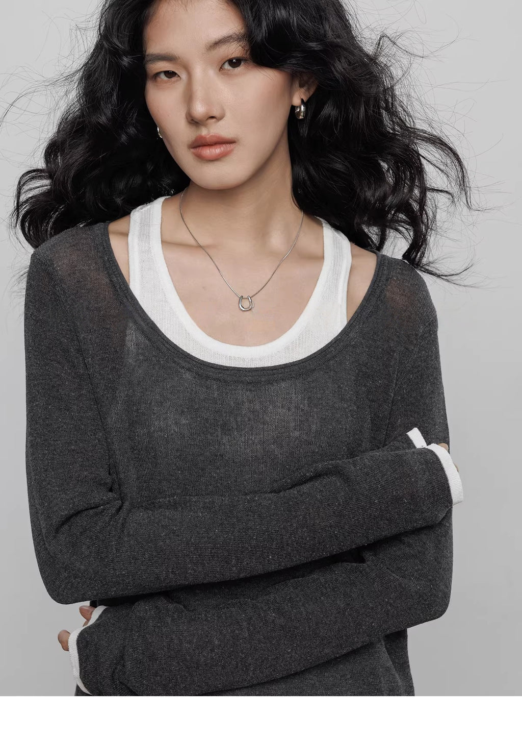 Spring Tencel Linen Knitted Sweater Vest_BDHL8203