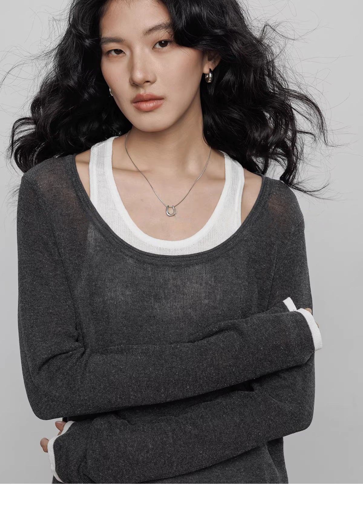Spring Tencel Linen Knitted Sweater Vest_BDHL8203
