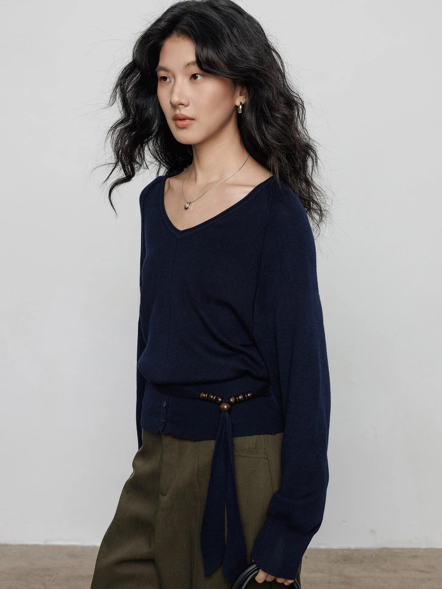 Peach Heart Neck Knit Tops_BDHL8169