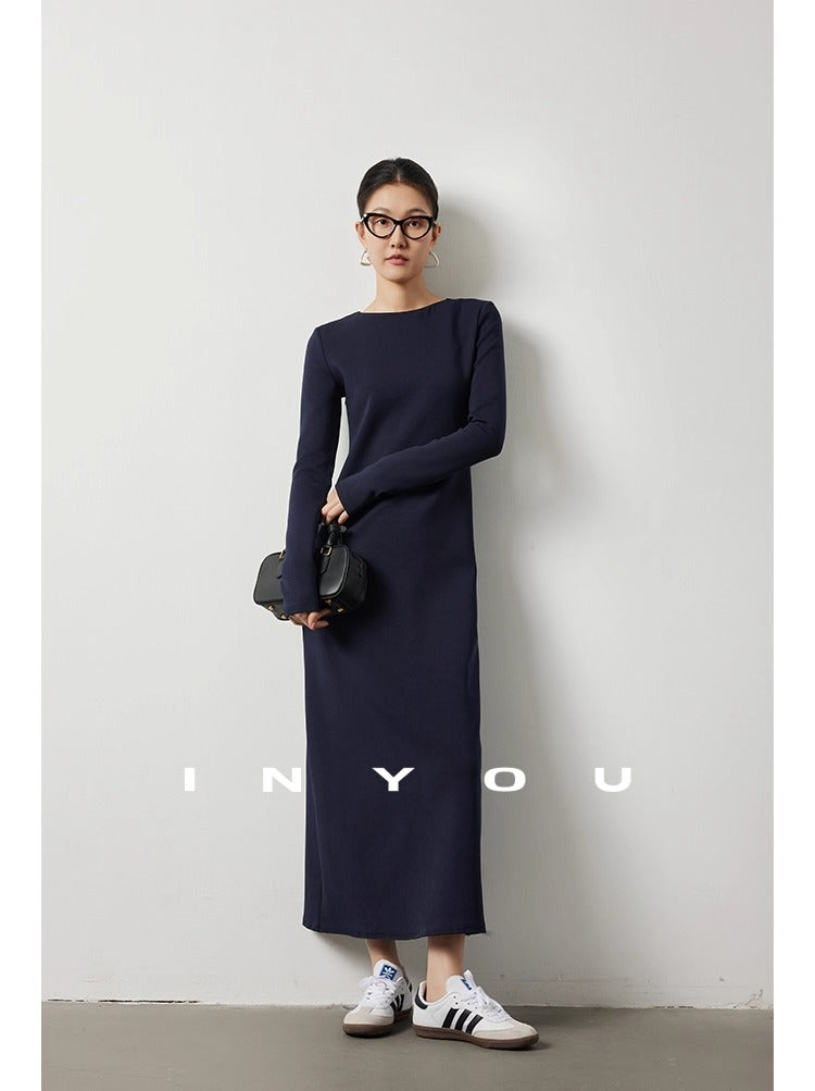 Back zipper slim long skirt_BDHL5475