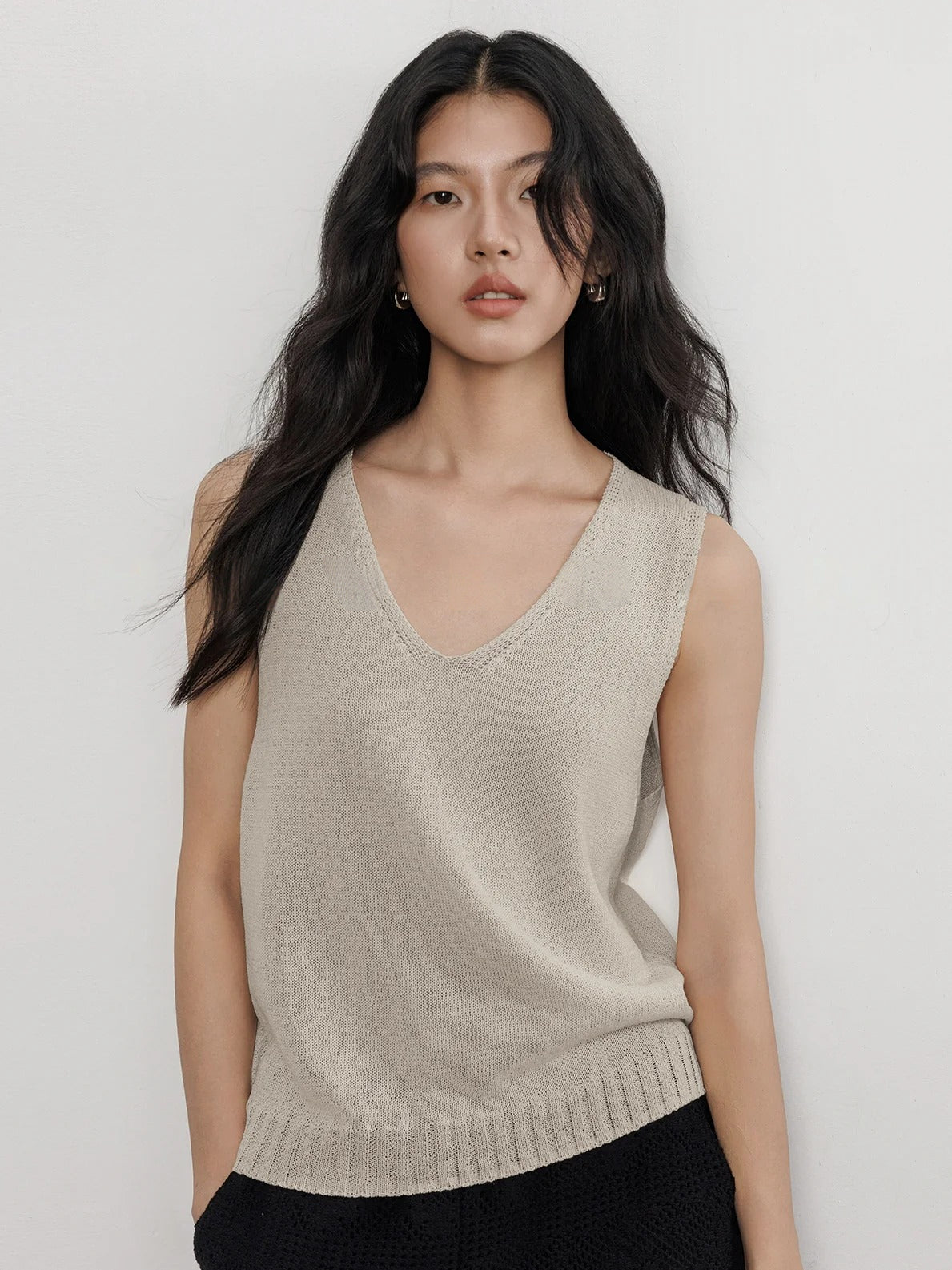 V-Neck Tie-Strap Knitted Vest_BDHL7477