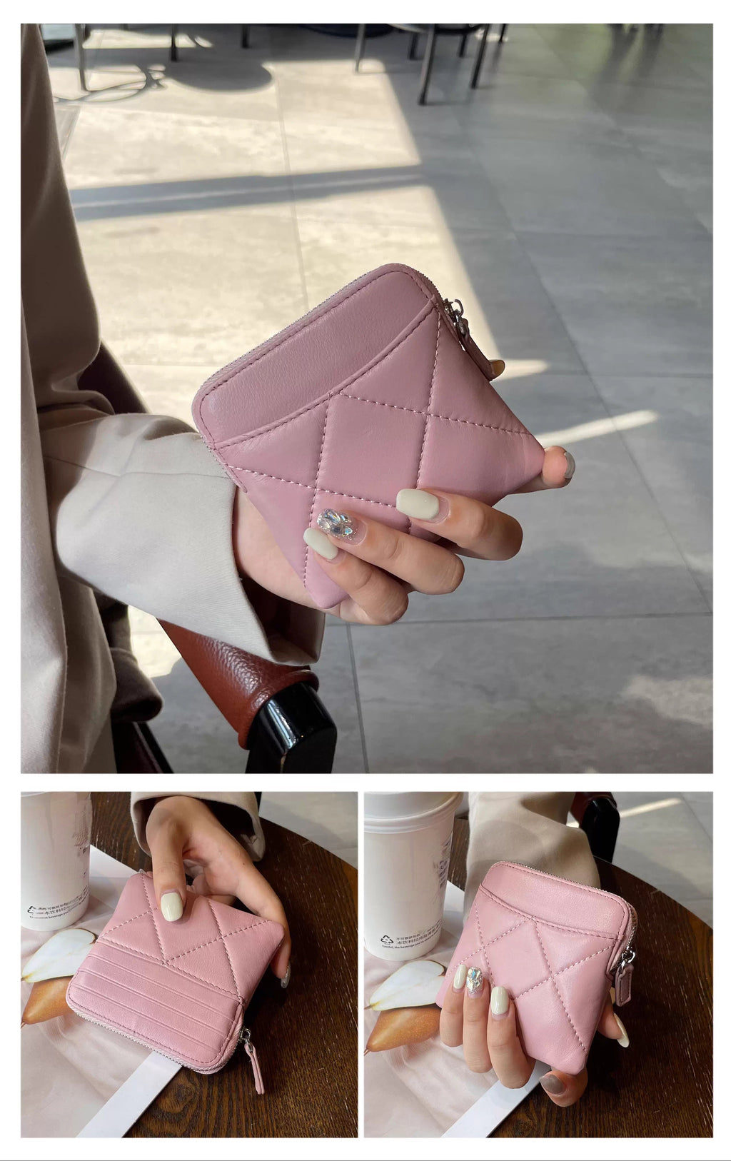 Elegant Quilted Mini Card Holder Wallet_BDHL8196
