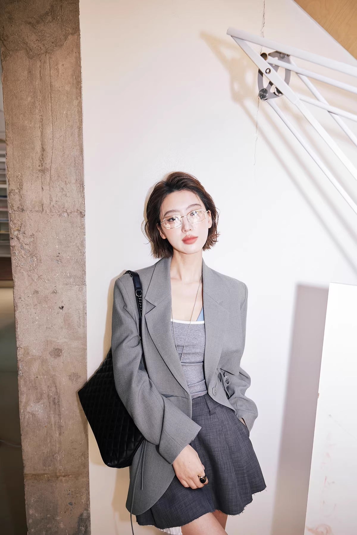 Drawstring Detail Oversized Blazer_BDHL8242
