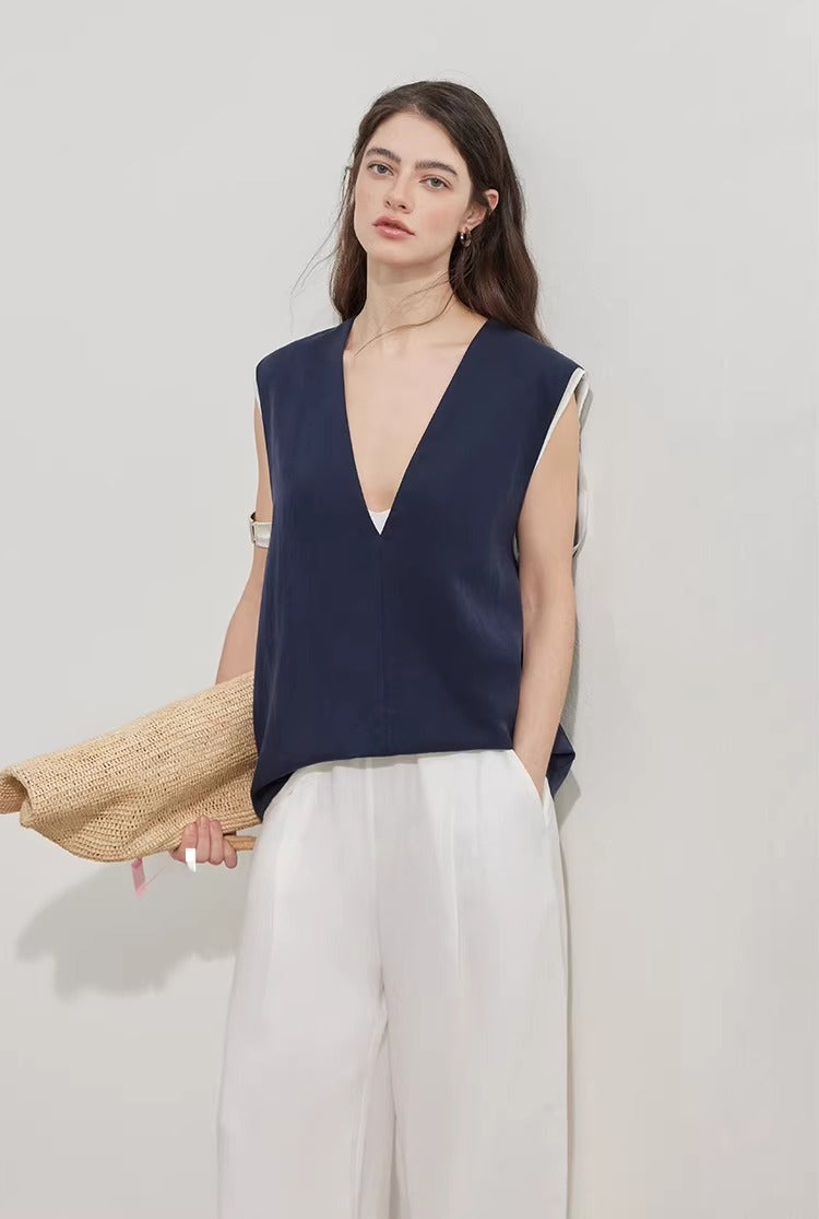 Tencel Lace-Trim Vest & Slit Skirt Set_BDHL8224