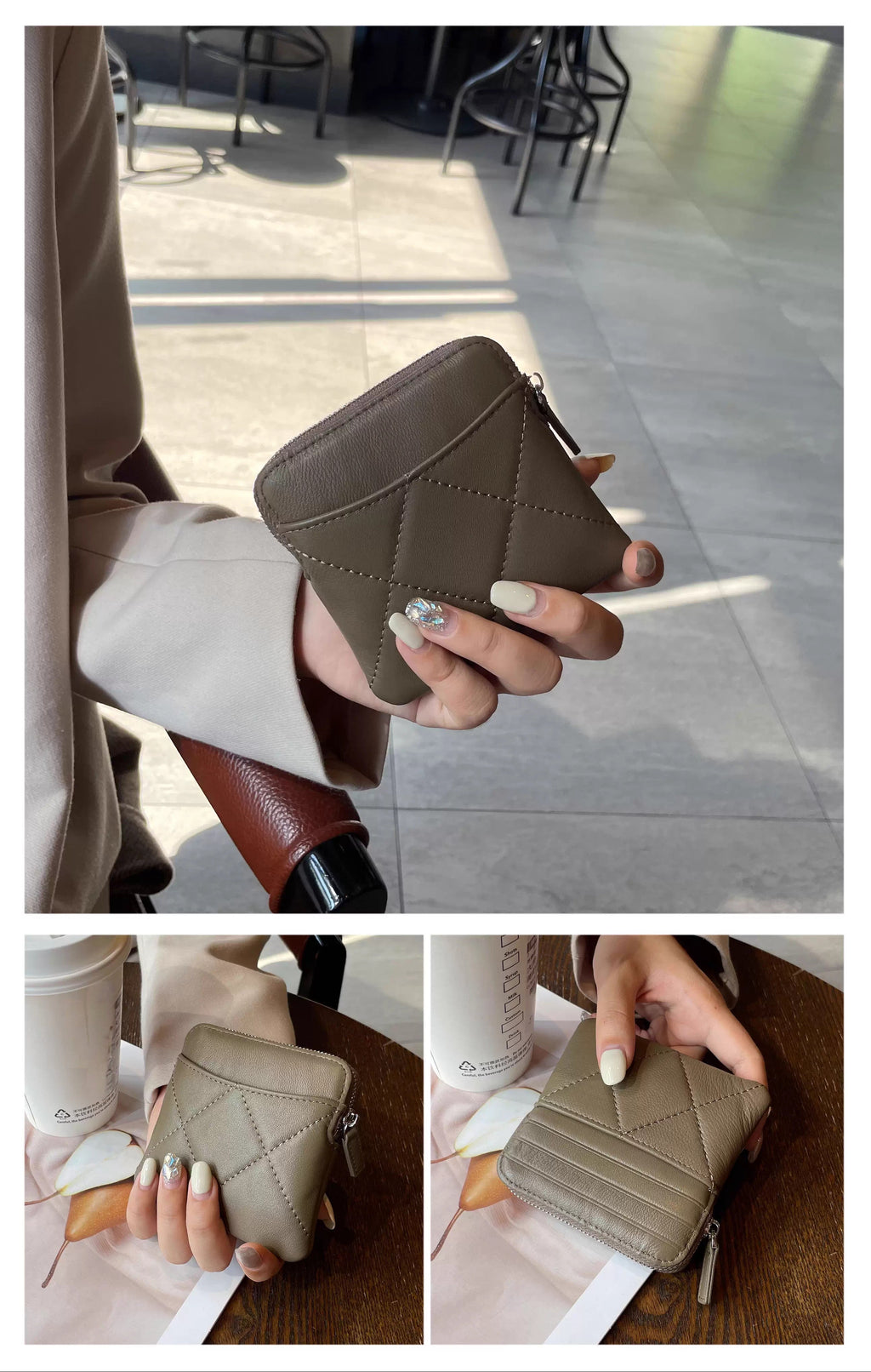 Elegant Quilted Mini Card Holder Wallet_BDHL8196