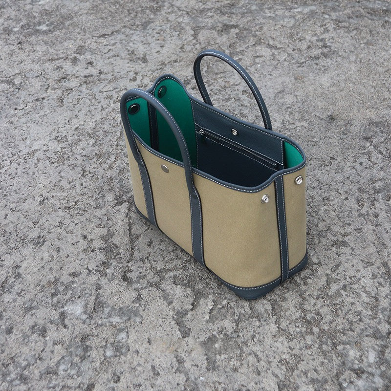 Water-repellent Canvas Contrasting Garden Tote Bag_BDHL8199