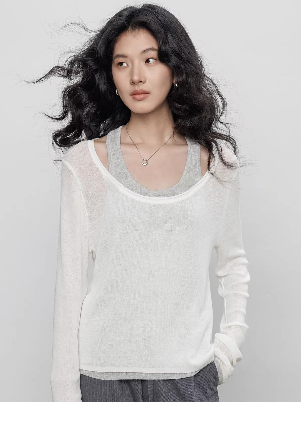 Spring Tencel Linen Knitted Sweater Vest_BDHL8203