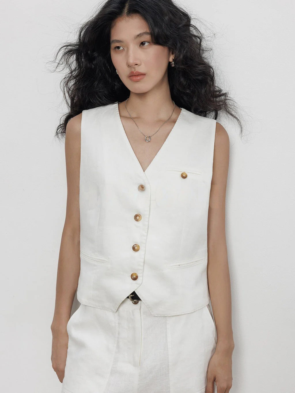 Summer Sleeveless Linen 2-Piece Vest & Pants_BDHL8201